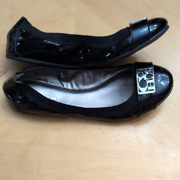 Coach Black "Dora" Ballet Flats with Silver Accents - Picture 3 of 11